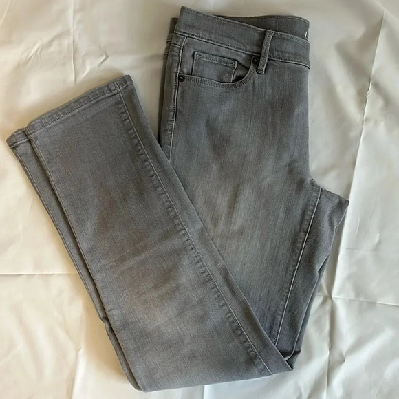 LOFT Modern Straight Mid-Rise Light Grey Denim Jeans, Size 29 - Picture 5 of 9